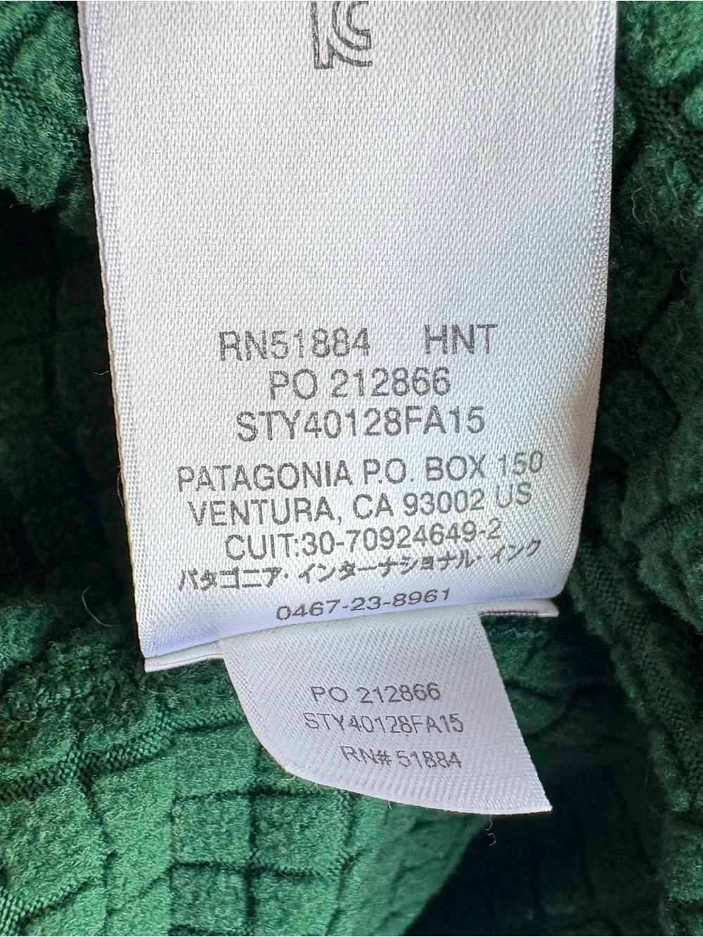 Patagonia Men's XL R1 Full-Zip Jacket Hunter Green Polartec Grid Fleece Fall2015